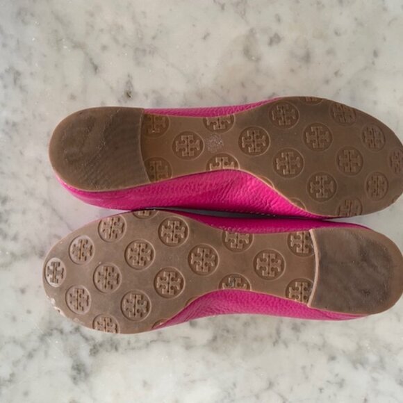 TORY BURCH Reva Ballet Elastic Back Ballet Flats Hot Pink Magenta 6 - Picture 15 of 16